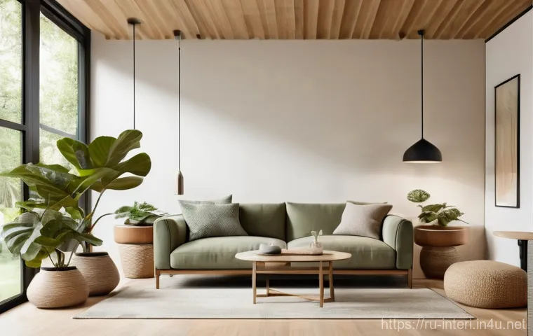 실내건축 포트폴리오 작성법 - Prompt 1: Modern Eco-Luxe Living Room with Biophilic Design and Integrated Tech**