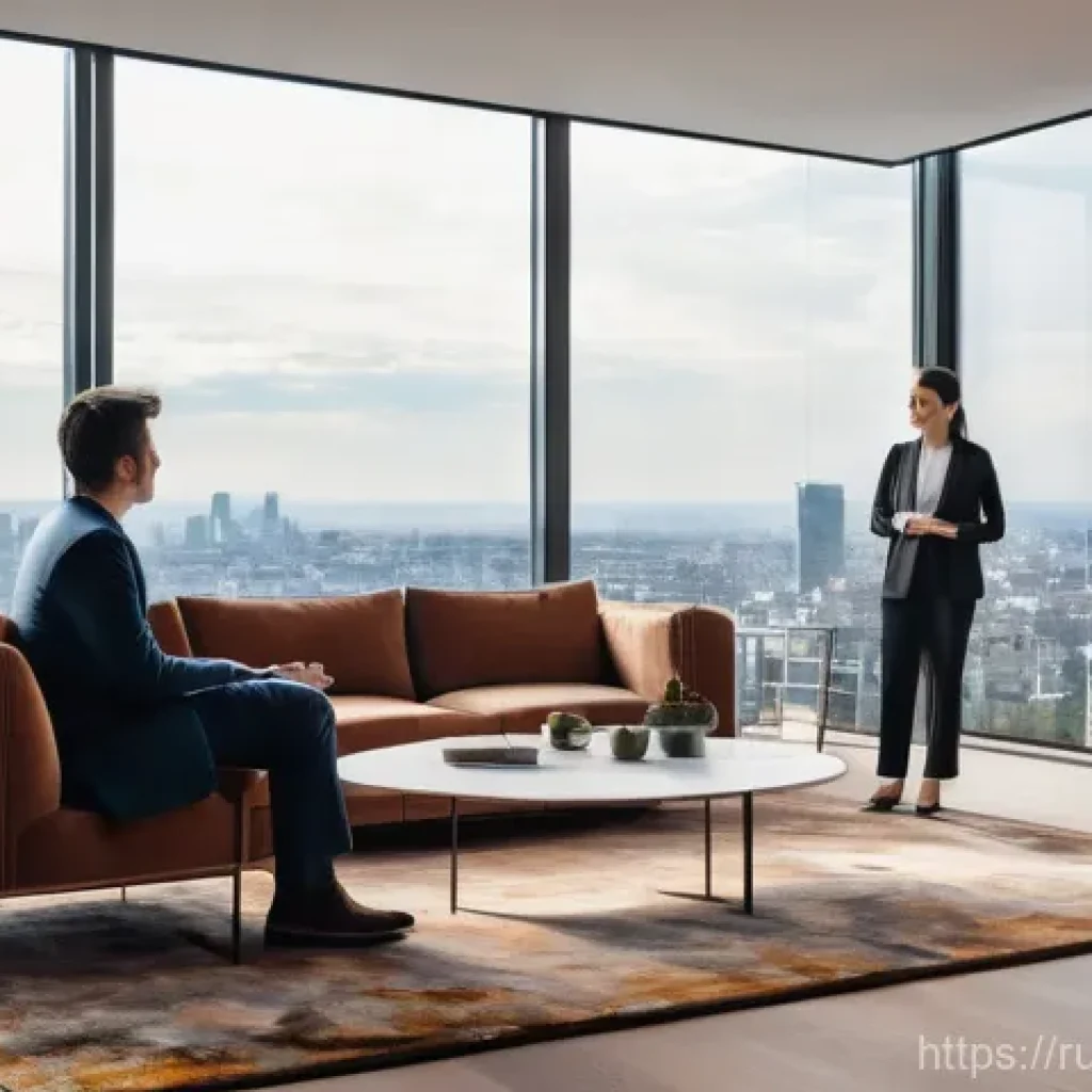 실내건축에서 3D 모델링 활용법 - **Prompt 1: Immersive Home Vision**
A young, elegantly dressed couple in their late 20s to early...